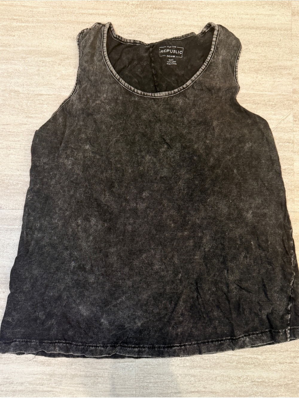 For The Republic Black Acid Wash Mineral Wash Tank Top Women’s Small Grunge